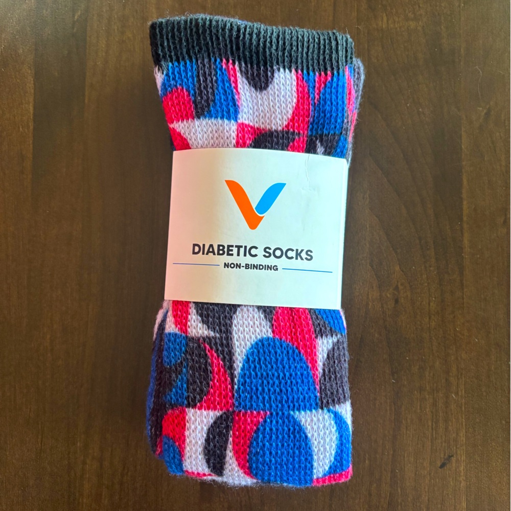 Viasox Diabetic Non-Binding Socks Colorful “retro blue” Size XL